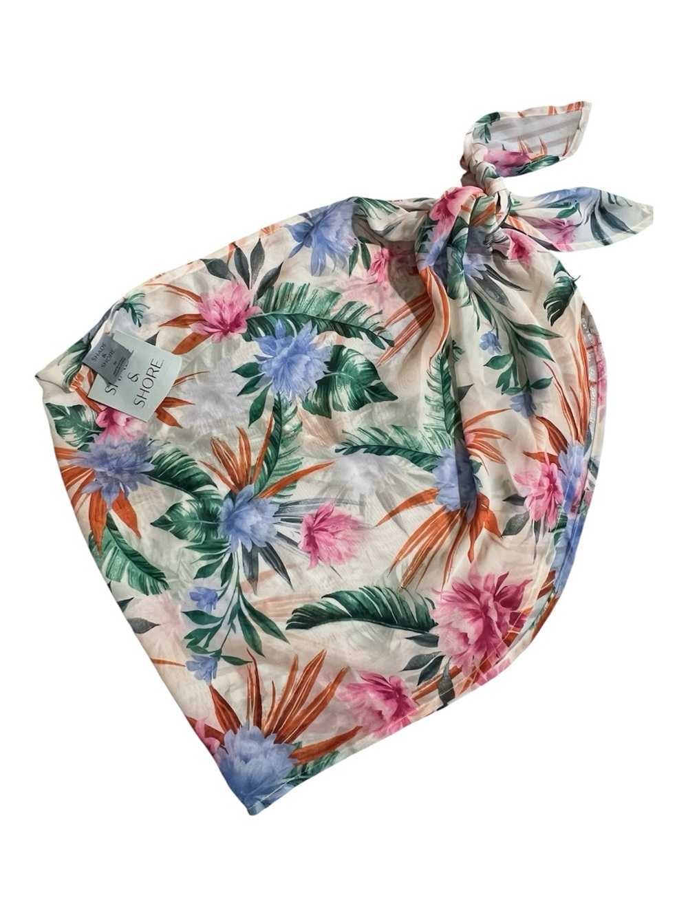 Shade & Shore Women’s Tropical Floral Swim Sarong — Pink, Blue, Green, Orange